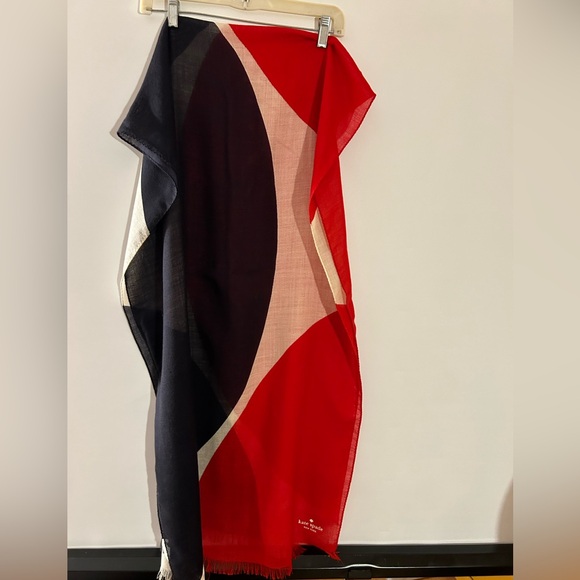 KATE SPADE WOMEN’S GEOMETRIC PRINT WOOL MULTI COLOR SCARF 31”x78” - Picture 2 of 9